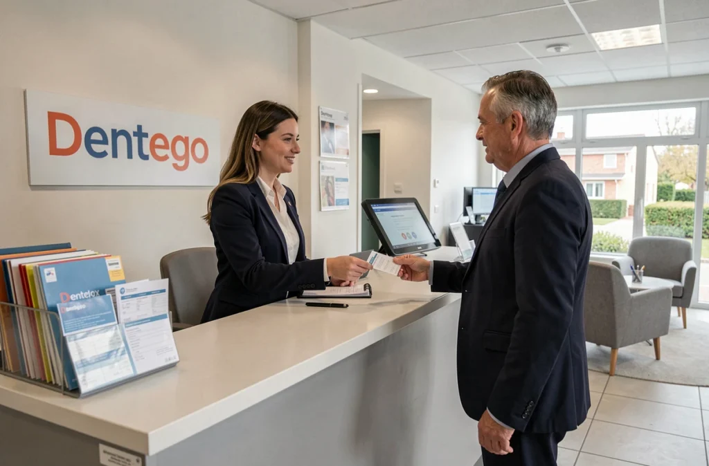 Accueil d'un patient à la réception du centre dentaire Dentego Dreux, deuxième centre Dentego en Eure-et-Loir